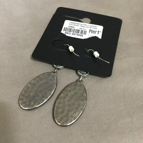 Vintage Pier One Pier1 Imports Captured Sequins Large Oval Dangle Earrings - Picture 2 of 2